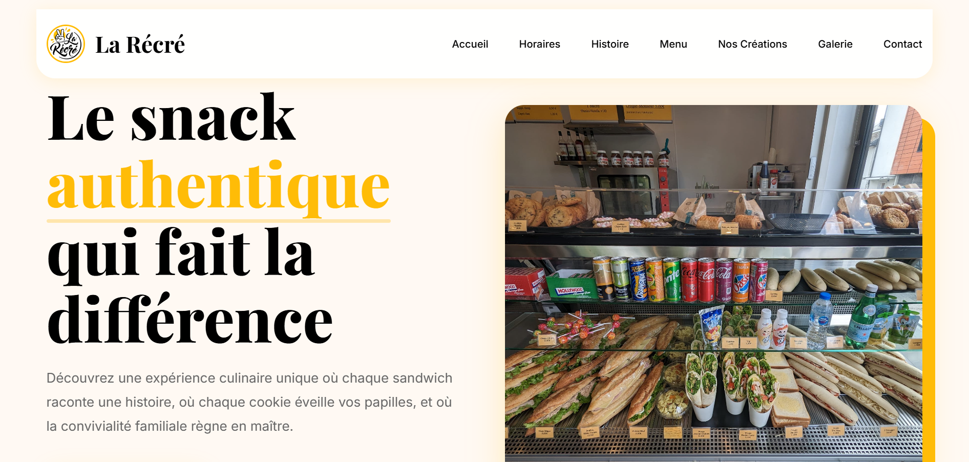 Site web La Récré - Restaurant