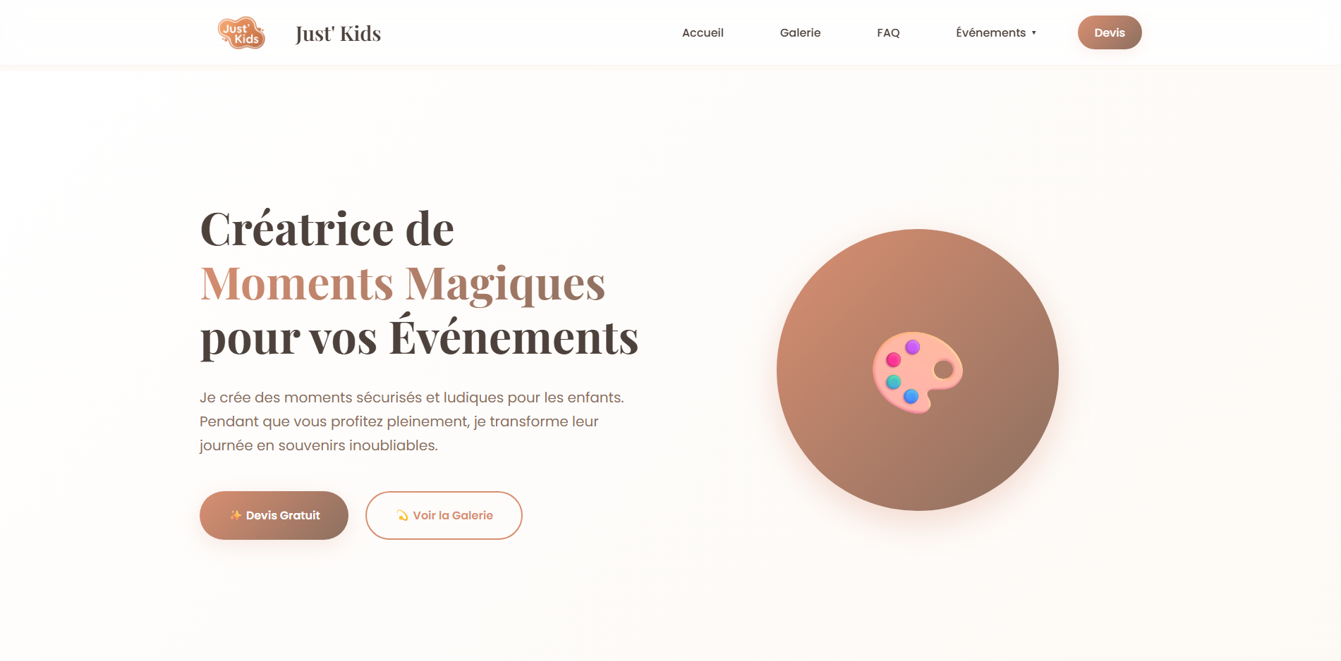 Site web Just' Kids - Animation enfants
